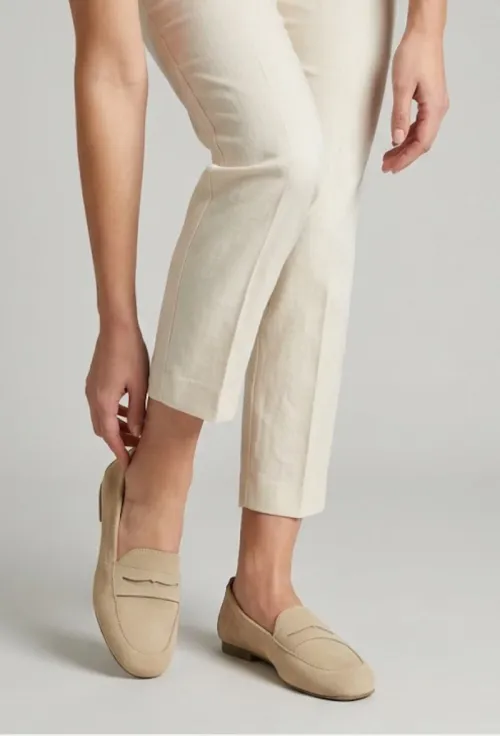 Mocasini dama bej din piele intoarsa picture - 2