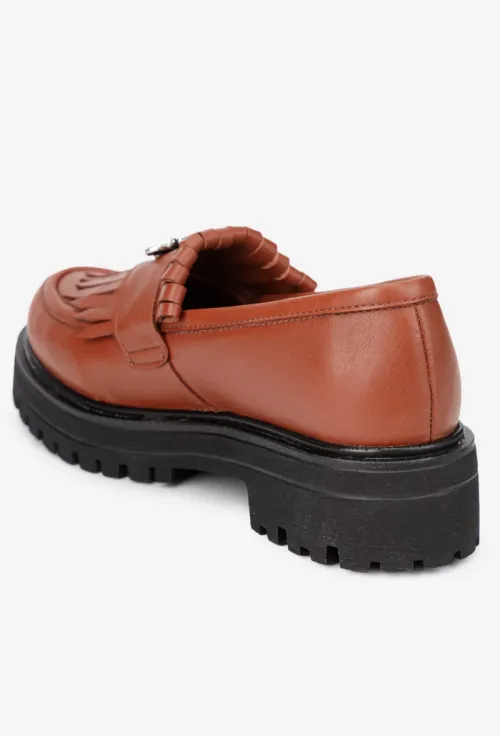 Mocasini dama maro din piele naturala cu ornament picture - 5