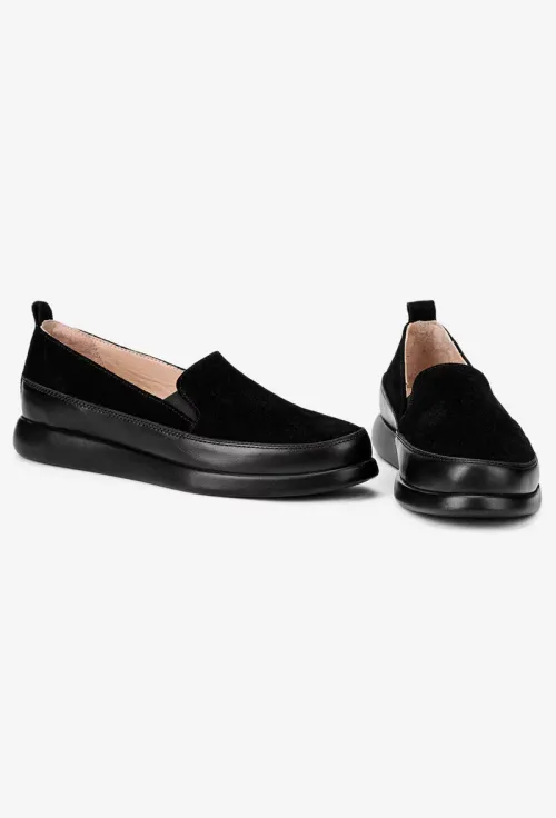 Mocasini dama negri din piele intoarsa picture - 6