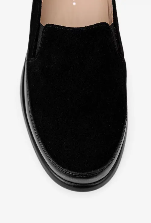Mocasini dama negri din piele intoarsa picture - 7