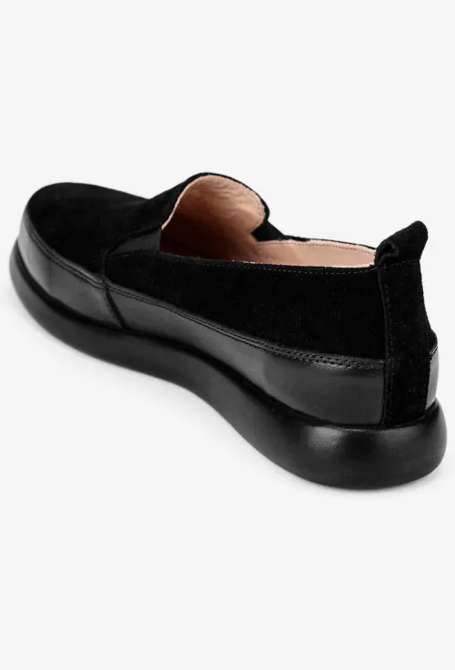 Mocasini dama negri din piele intoarsa picture - 4