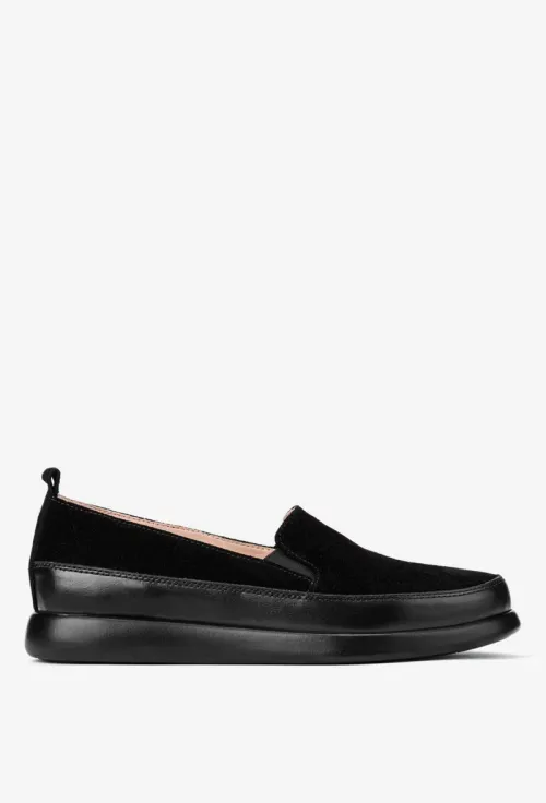 Mocasini dama negri din piele intoarsa picture - 3