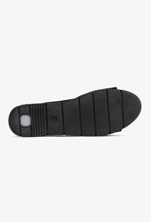Mocasini dama negri din piele intoarsa cu funda picture - 6