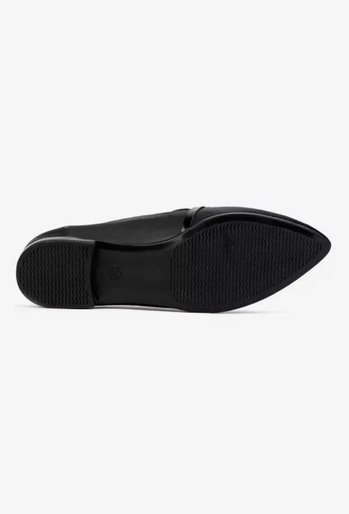Mocasini dama NUR negri din piele cu ornament picture - 4