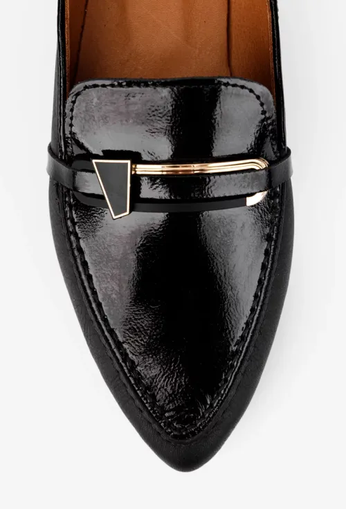 Mocasini dama NUR negri din piele cu ornament picture - 6