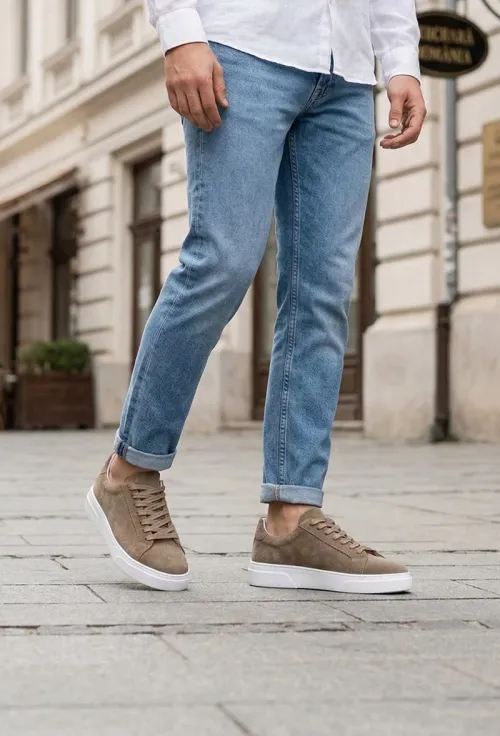 Pantofi barbati confectionati din piele intoarsa bej picture - 2