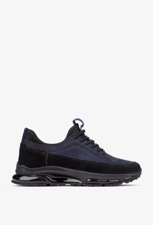 Pantofi barbati din piele bleumarin cu negru picture - 2