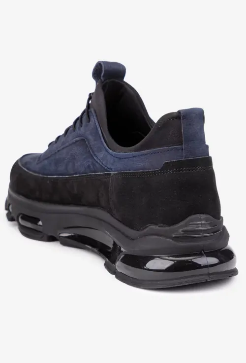 Pantofi barbati din piele bleumarin cu negru picture - 3