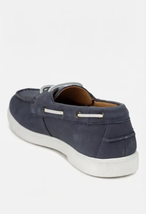 Pantofi barbati din piele nabuc bleumarin cu siret din piele picture - 4