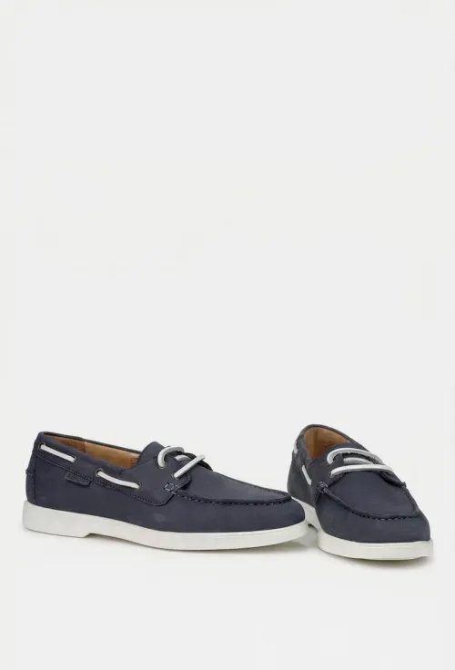 Pantofi barbati din piele nabuc bleumarin cu siret din piele picture - 6