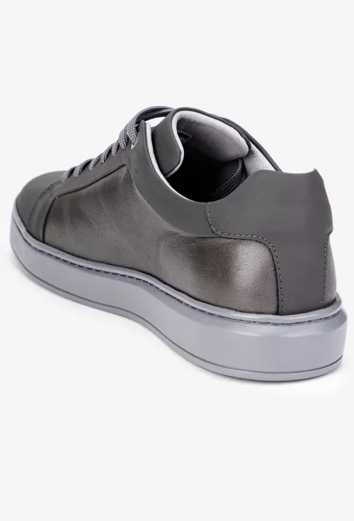 Pantofi barbati din piele naturala gri picture - 3