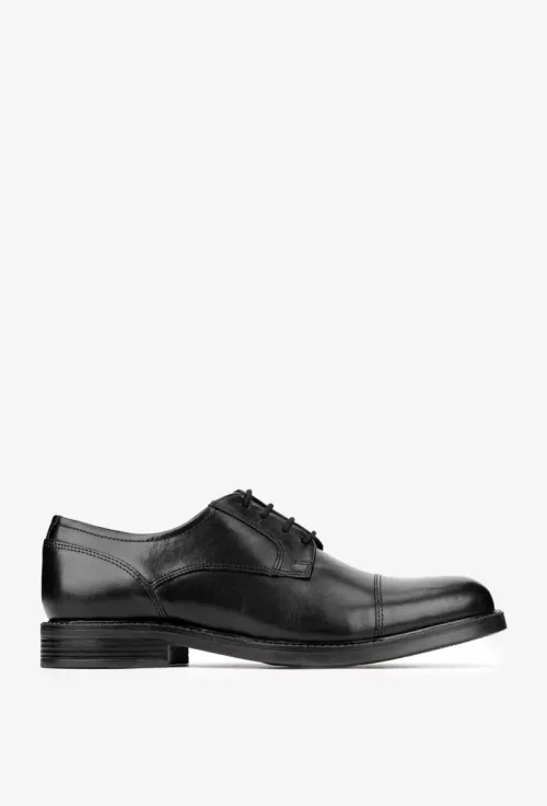 Pantofi barbati din piele naturala neagra cu siret picture - 3