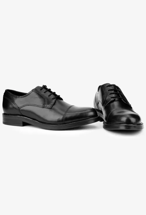 Pantofi barbati din piele naturala neagra cu siret picture - 6