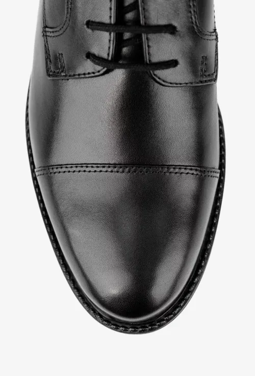 Pantofi barbati din piele naturala neagra cu siret picture - 7
