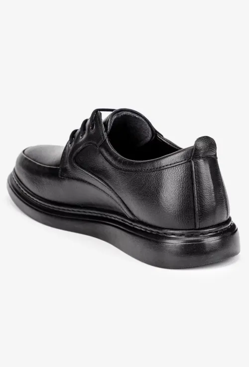 Pantofi barbati din piele naturala neagra cu varf rotunjit picture - 4