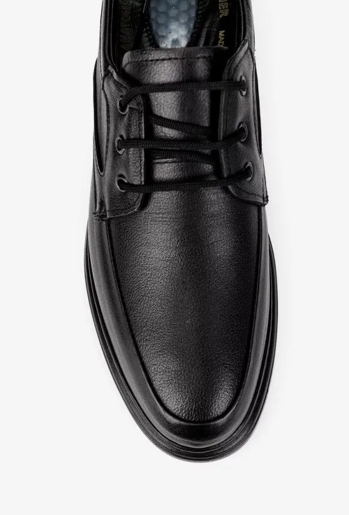 Pantofi barbati din piele naturala neagra cu varf rotunjit picture - 7