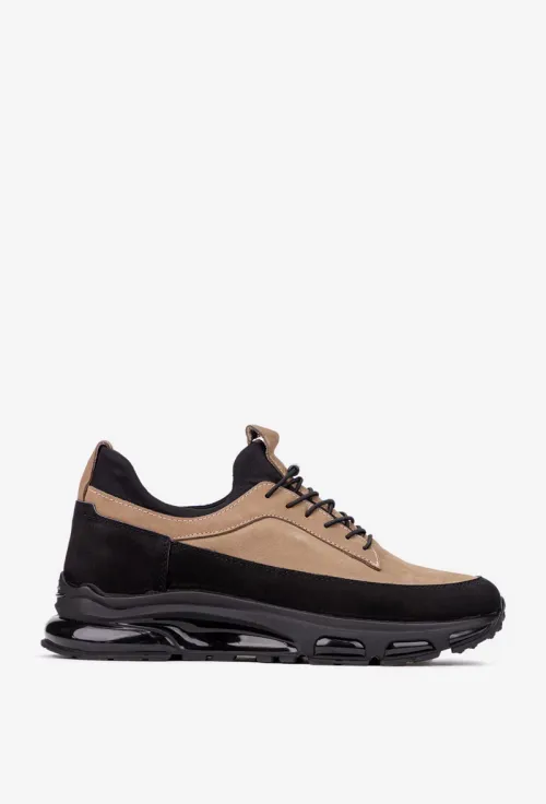 Pantofi barbati din piele taupe cu negru picture - 3