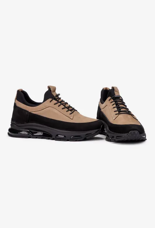Pantofi barbati din piele taupe cu negru picture - 6