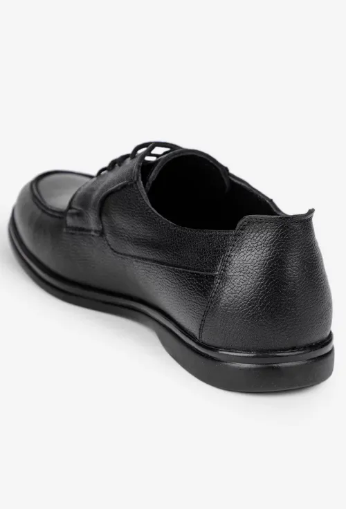 Pantofi barbati din piele texturata neagra picture - 4