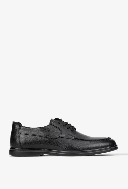 Pantofi barbati din piele texturata neagra picture - 3