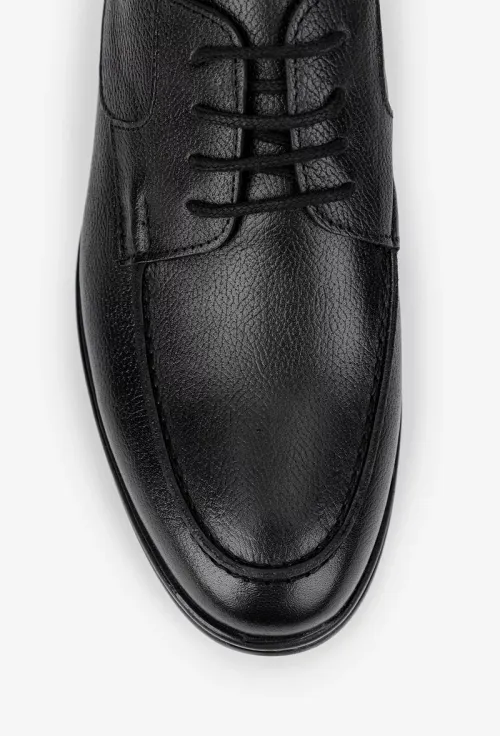 Pantofi barbati din piele texturata neagra picture - 7