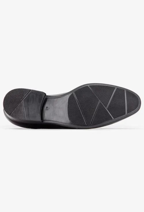 Pantofi barbati negri din piele naturala cu model picture - 5