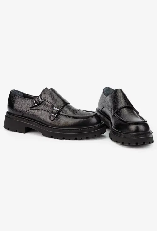 Pantofi barbati NUR din piele texturata neagra picture - 5