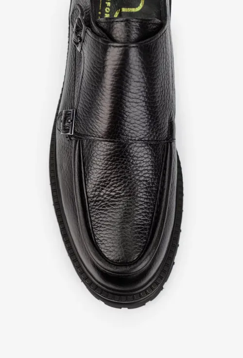 Pantofi barbati NUR din piele texturata neagra picture - 6