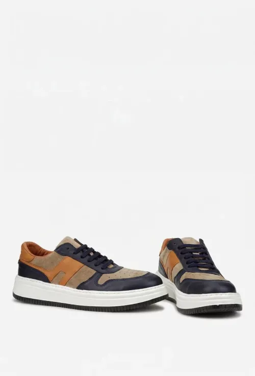 Pantofi barbati NUR multicolori din piele naturala picture - 6