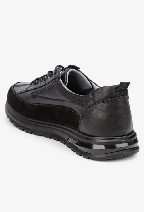 Pantofi barbati NUR negri din piele naturala neagra picture - 3