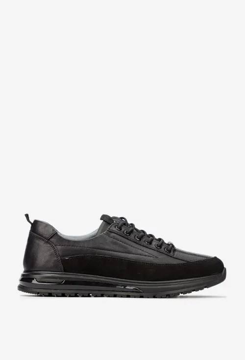 Pantofi barbati NUR negri din piele naturala neagra picture - 2