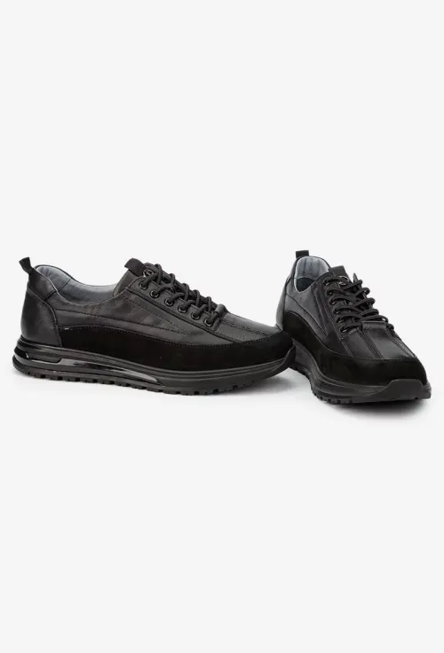 Pantofi barbati NUR negri din piele naturala neagra picture - 5