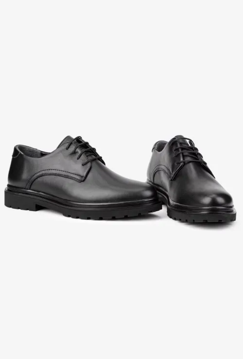 Pantofi barbati realizati din piele naturala neagra picture - 6