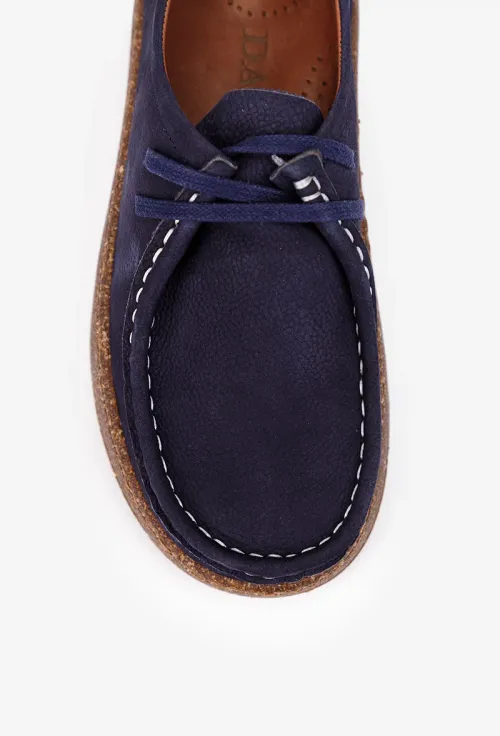 Pantofi dama bleumarin din piele nabuc picture - 7
