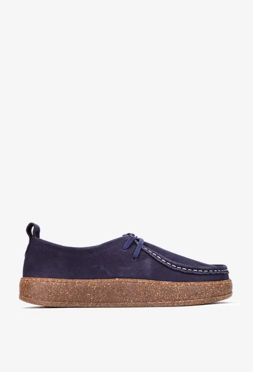 Pantofi dama bleumarin din piele nabuc picture - 3
