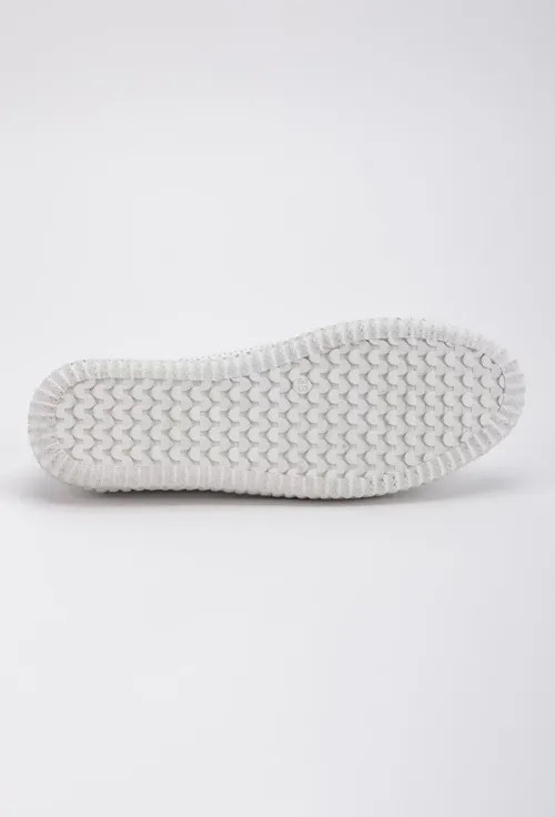 Pantofi dama casual albi din piele perforata pe laterale picture - 5