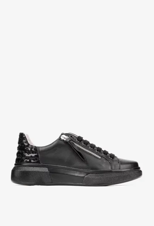 Pantofi dama casual negri din piele naturala picture - 2