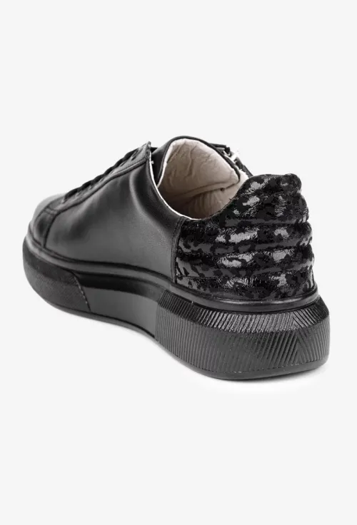 Pantofi dama casual negri din piele naturala picture - 3