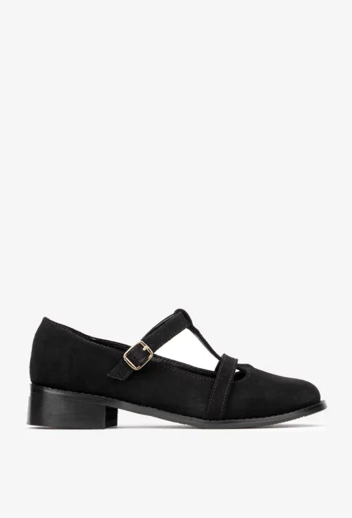 Pantofi dama din piele intoarsa neagra picture - 3