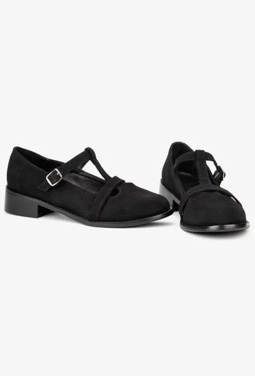 Pantofi dama din piele intoarsa neagra picture - 6