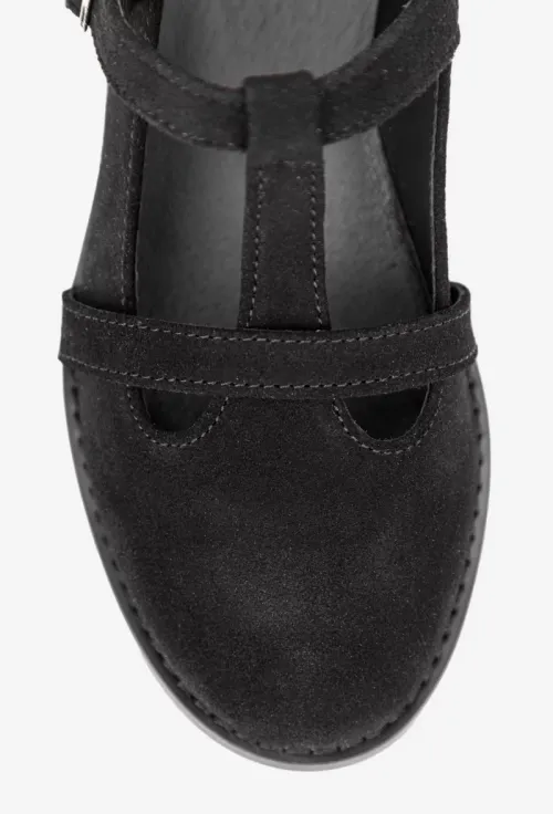 Pantofi dama din piele intoarsa neagra picture - 7