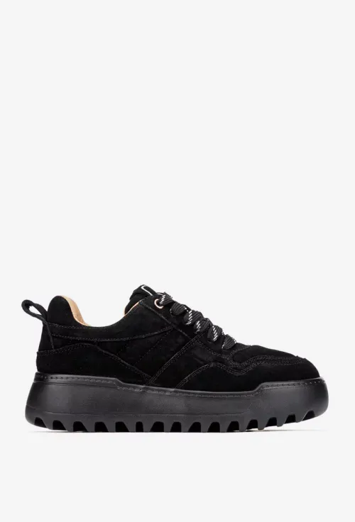 Pantofi dama din piele intoarsa neagra picture - 2