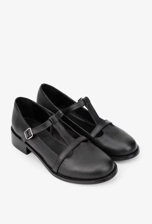 Pantofi dama din piele naturala neagra picture - 2