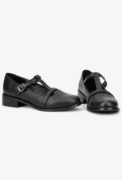 Pantofi dama din piele naturala neagra picture - 7