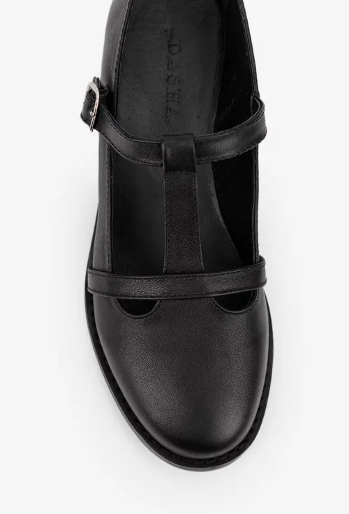 Pantofi dama din piele naturala neagra picture - 8
