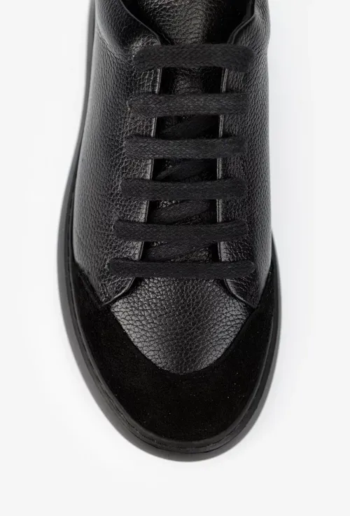 Pantofi dama din piele texturata neagra picture - 7