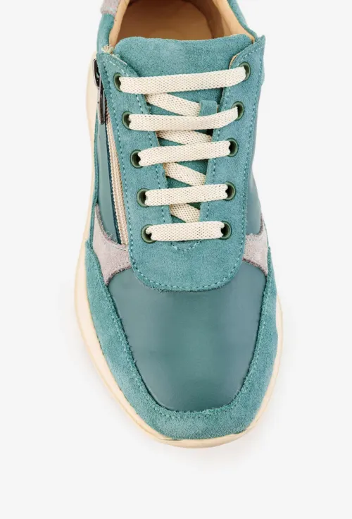 Pantofi dama din piele verde-turcoaz picture - 6