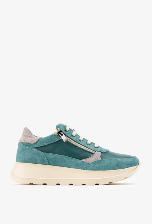 Pantofi dama din piele verde-turcoaz picture - 2