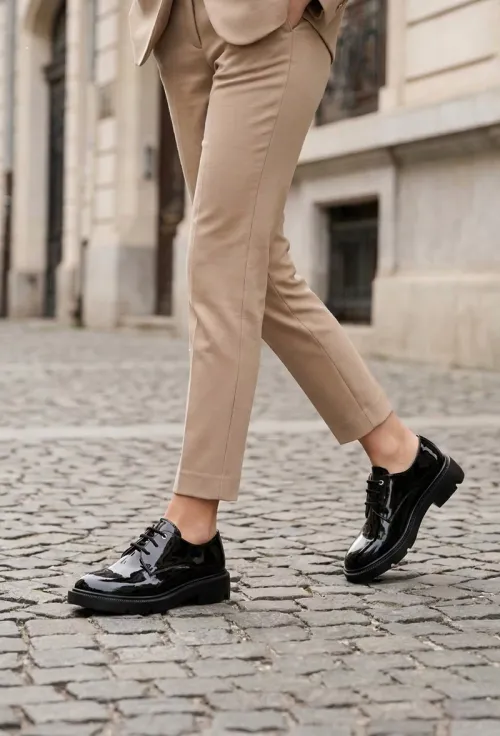 Pantofi dama negri din piele lacuita picture - 3