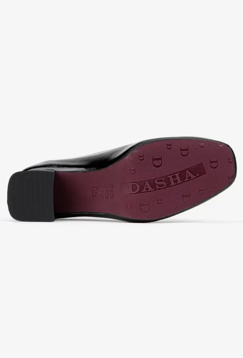 Pantofi dama negri din piele lacuita cu toc picture - 6